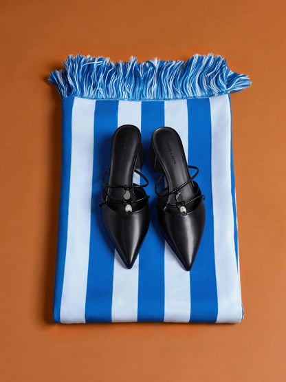 Georgie Bead Pointed Mules - Black | CHARLES & KEITH