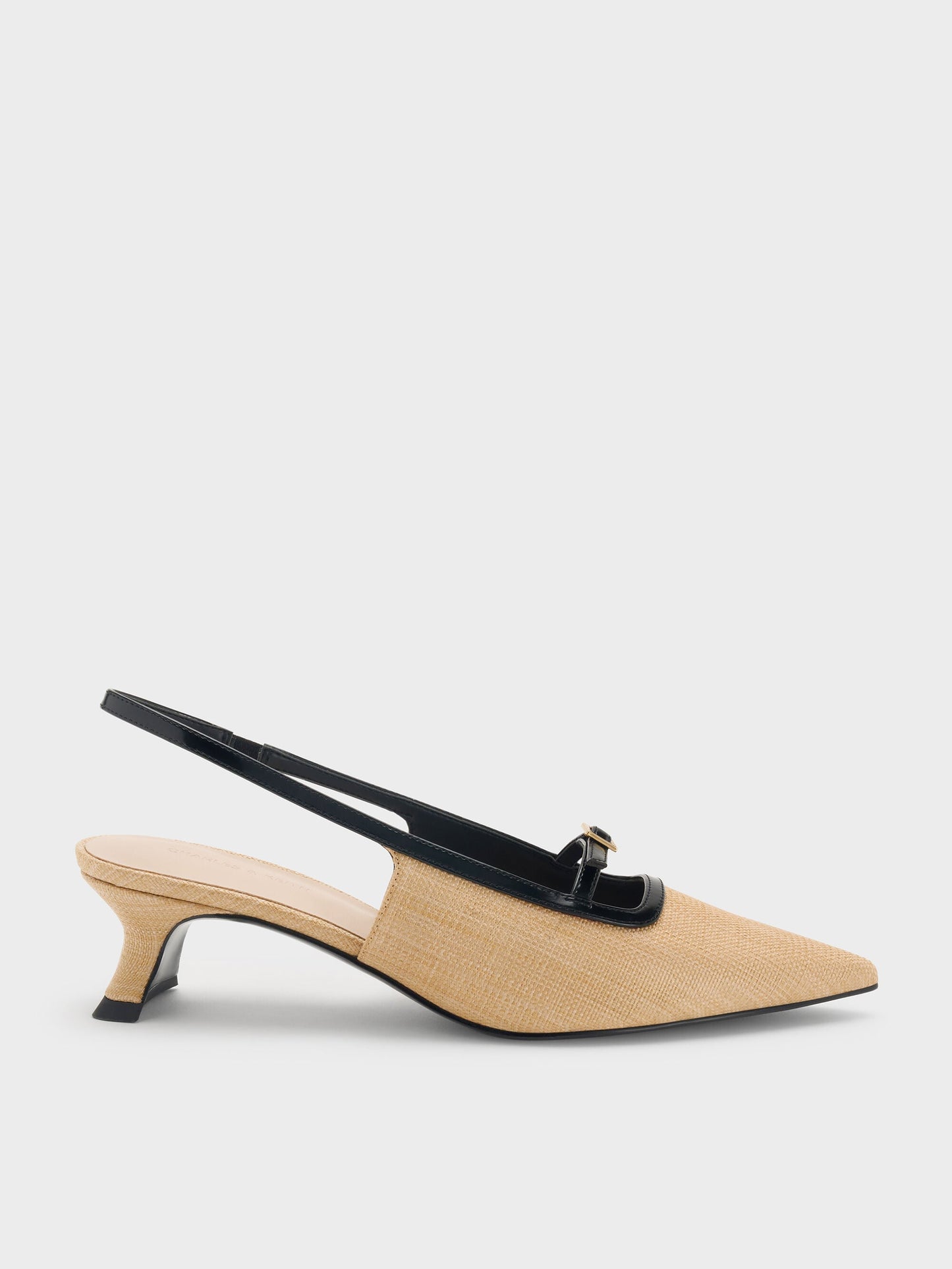 Woven Buckle-Strap Slingback Pumps - Natural | CHARLES & KEITH