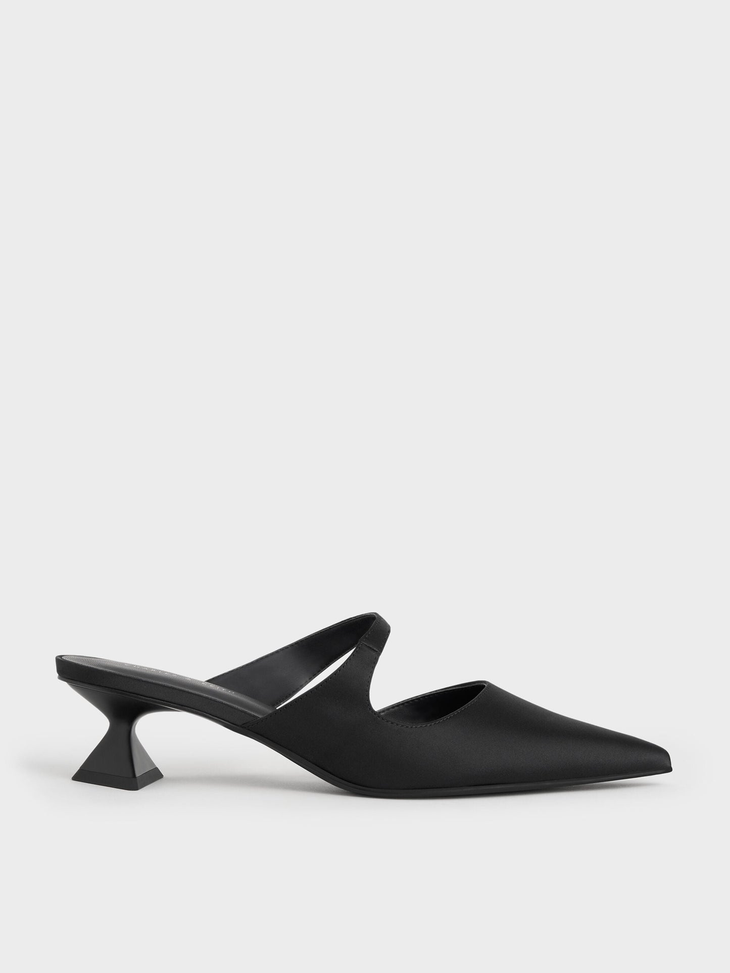 Vada Asymmetric Sculptural Heel Pumps - Black | CHARLES & KEITH