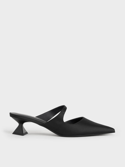 Vada Asymmetric Sculptural Heel Pumps - Black | CHARLES & KEITH