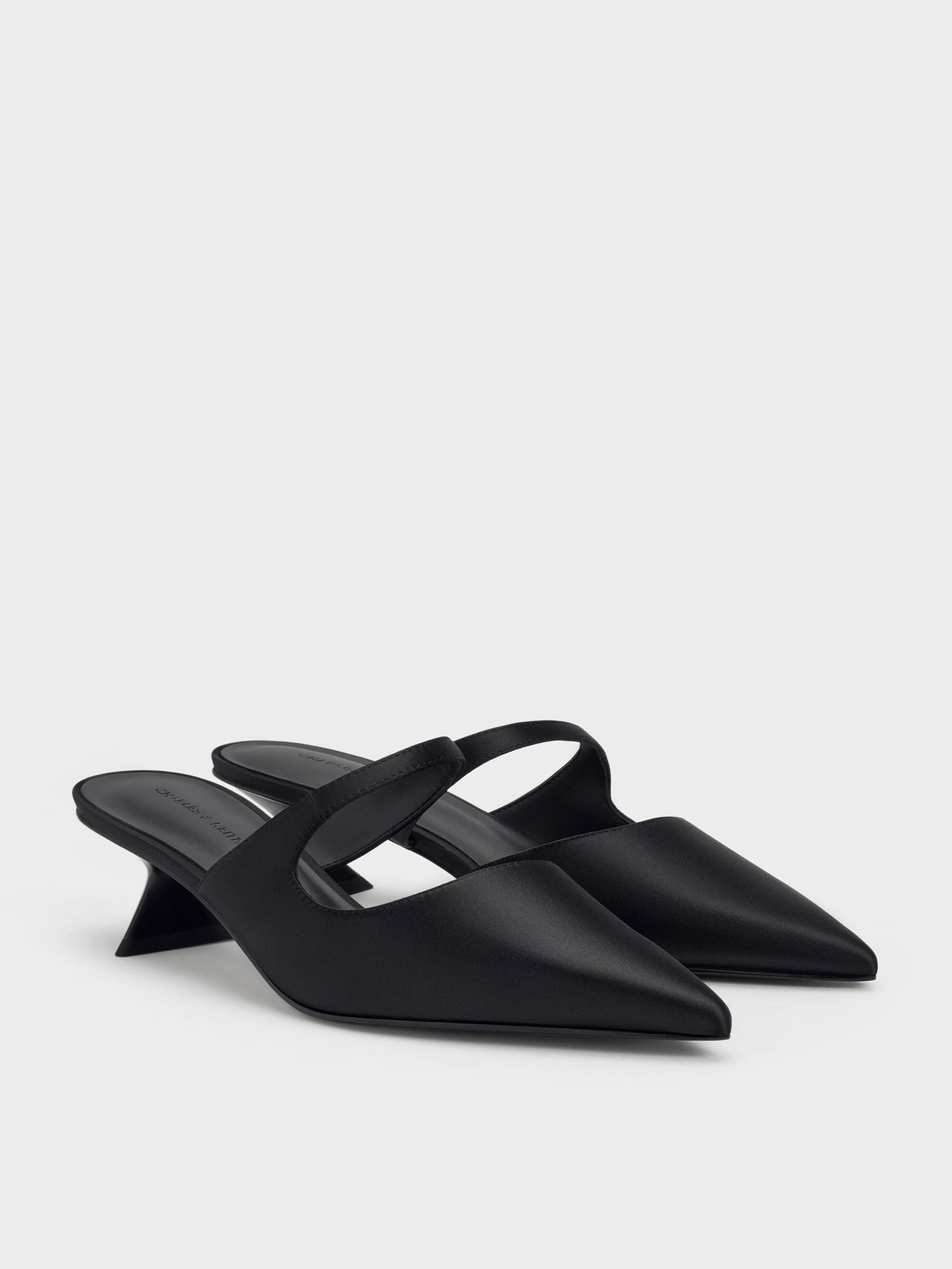 Vada Asymmetric Sculptural Heel Pumps - Black | CHARLES & KEITH