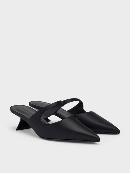 Vada Asymmetric Sculptural Heel Pumps - Black | CHARLES & KEITH