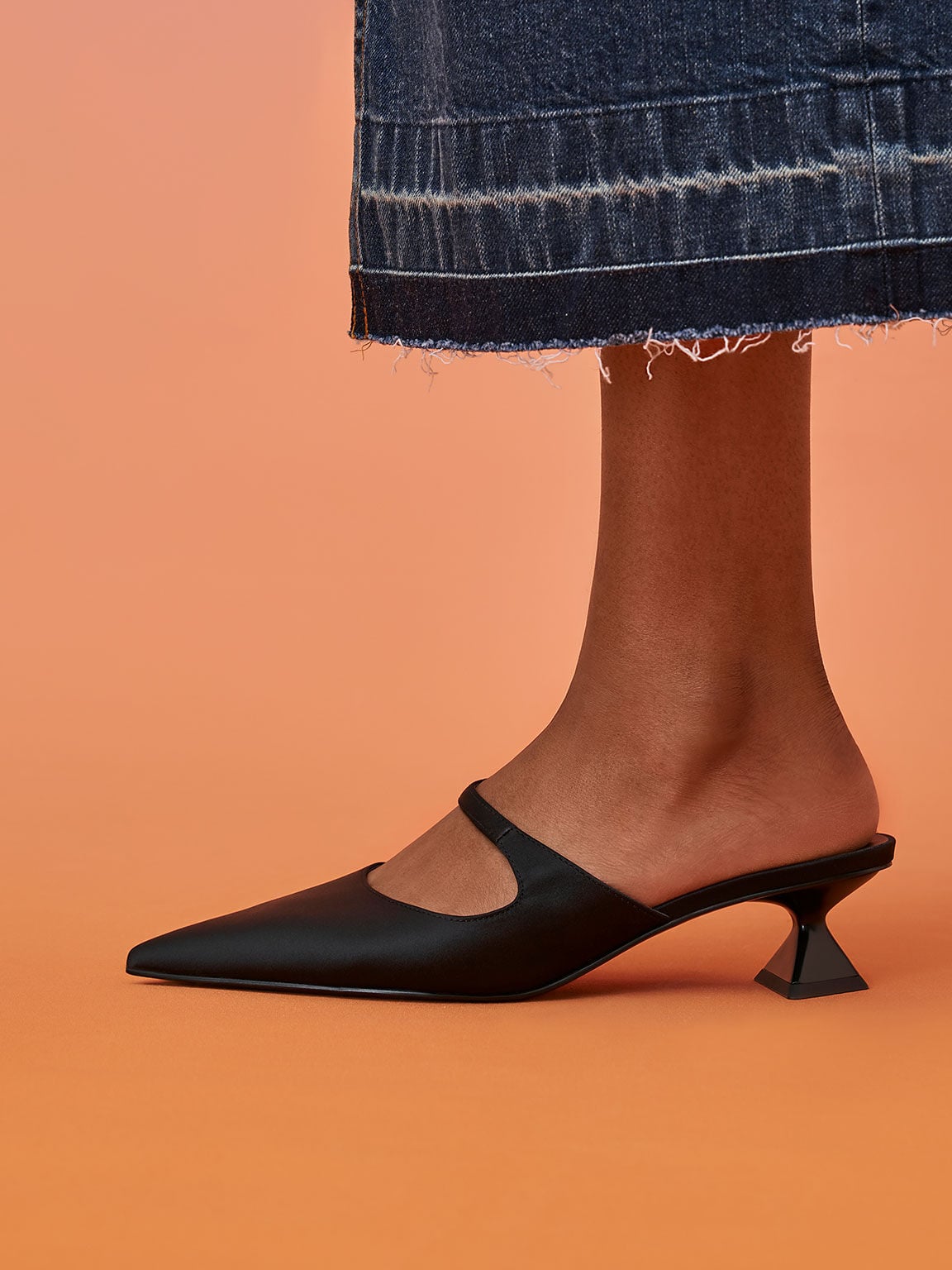 Vada Asymmetric Sculptural Heel Pumps - Black | CHARLES & KEITH