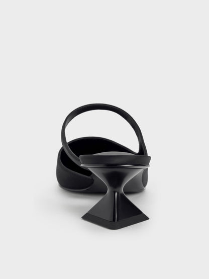Vada Asymmetric Sculptural Heel Pumps - Black | CHARLES & KEITH