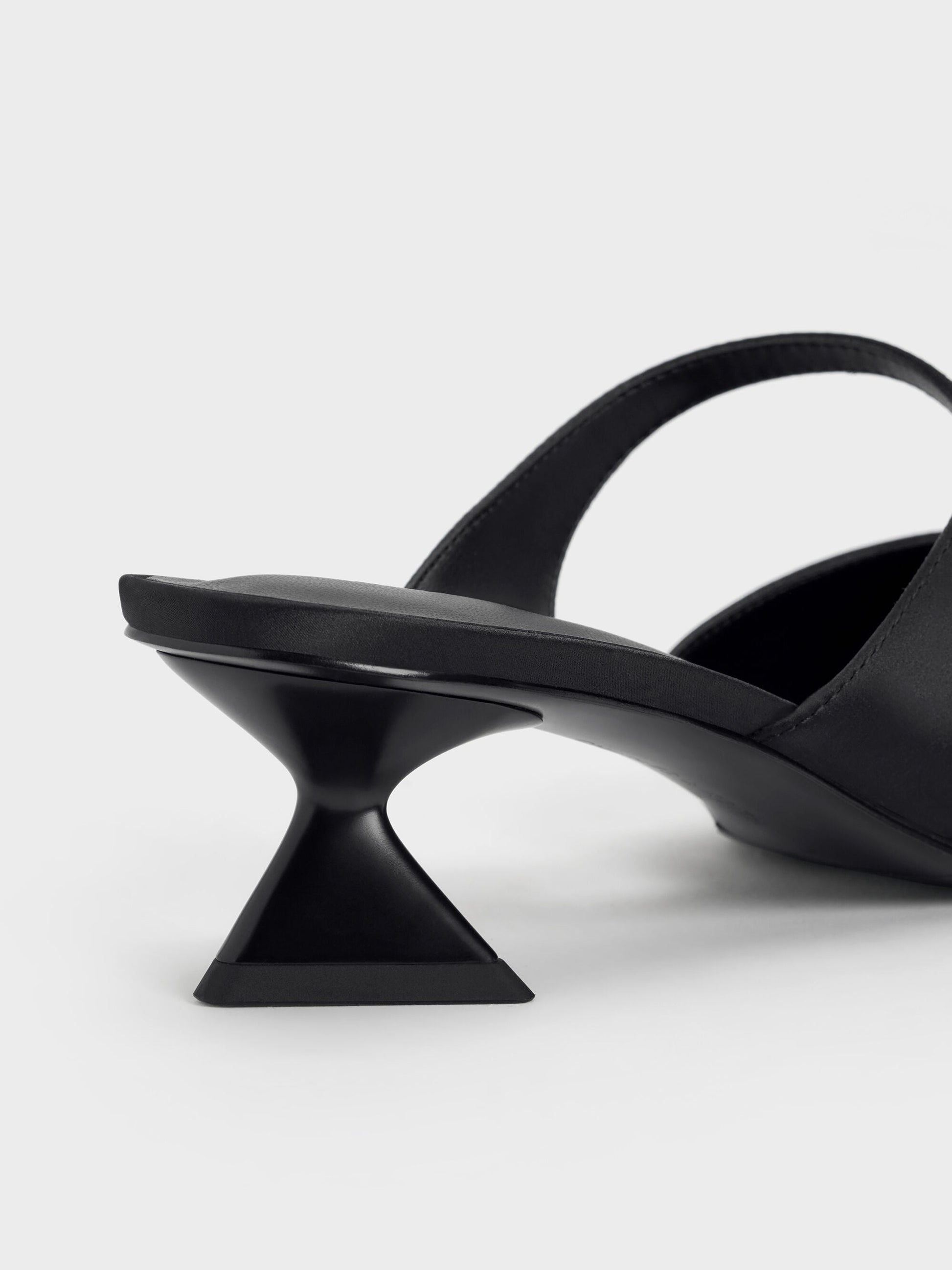 Vada Asymmetric Sculptural Heel Pumps - Black | CHARLES & KEITH