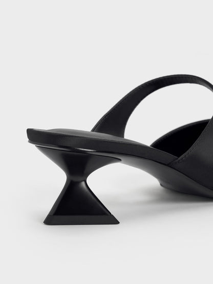 Vada Asymmetric Sculptural Heel Pumps - Black | CHARLES & KEITH