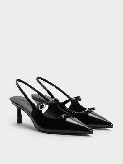Sonali Bow Slingback Pumps - Black Box | CHARLES & KEITH