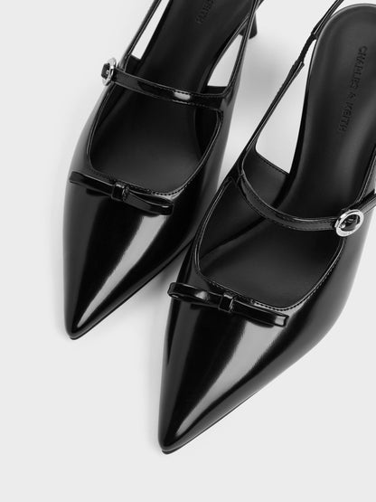 Sonali Bow Slingback Pumps - Black Box | CHARLES & KEITH