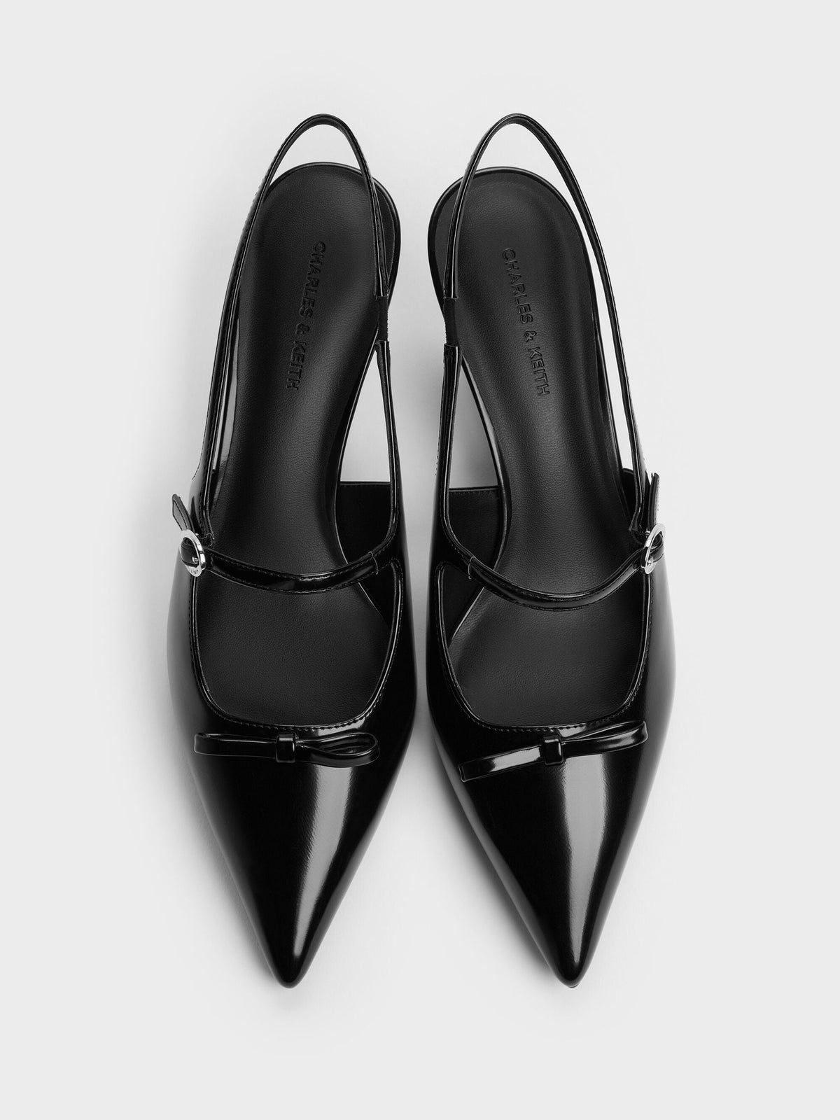 Sonali Bow Slingback Pumps - Black Box | CHARLES & KEITH