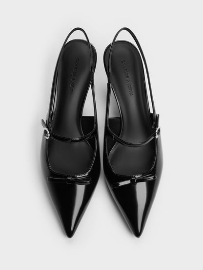 Sonali Bow Slingback Pumps - Black Box | CHARLES & KEITH