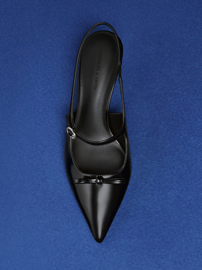 Sonali Bow Slingback Pumps - Black Box | CHARLES & KEITH