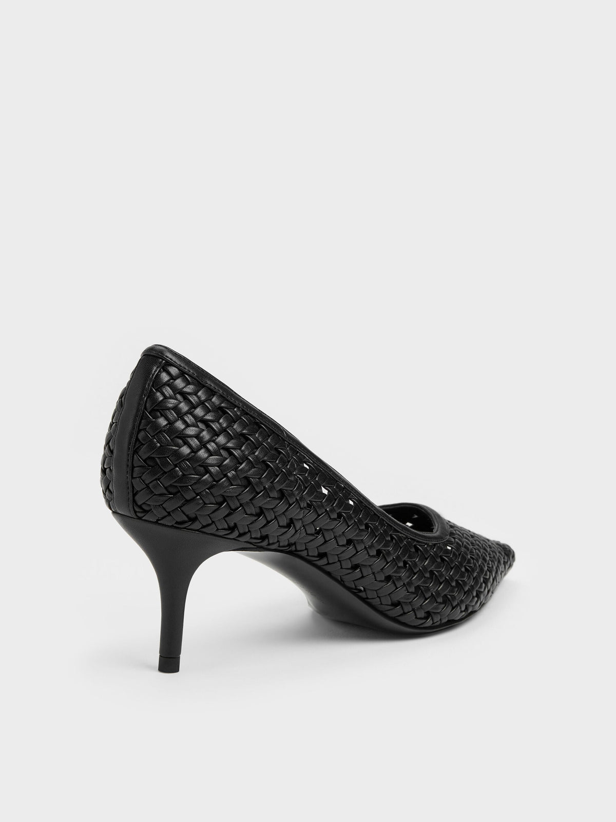 Woven Pointed Stiletto Pumps - Black | CHARLES & KEITH