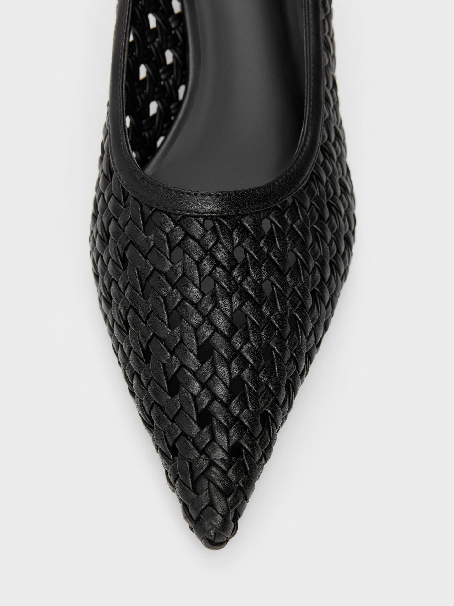 Woven Pointed Stiletto Pumps - Black | CHARLES & KEITH
