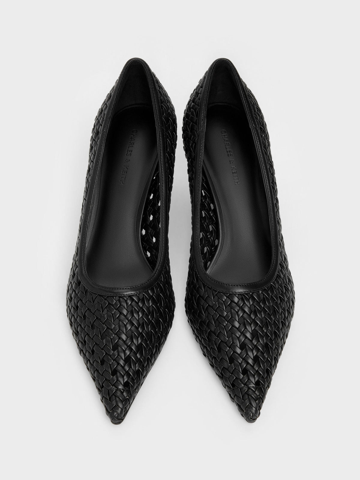Woven Pointed Stiletto Pumps - Black | CHARLES & KEITH
