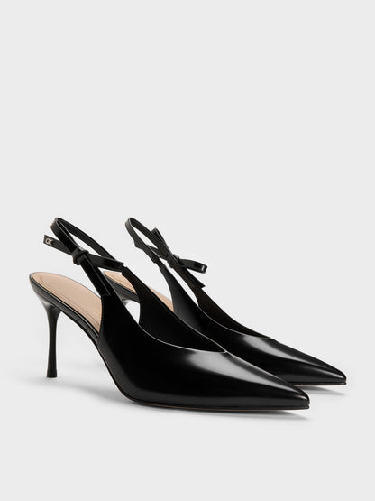 Anastasia Leather Slingback Pumps - Black Box | CHARLES & KEITH