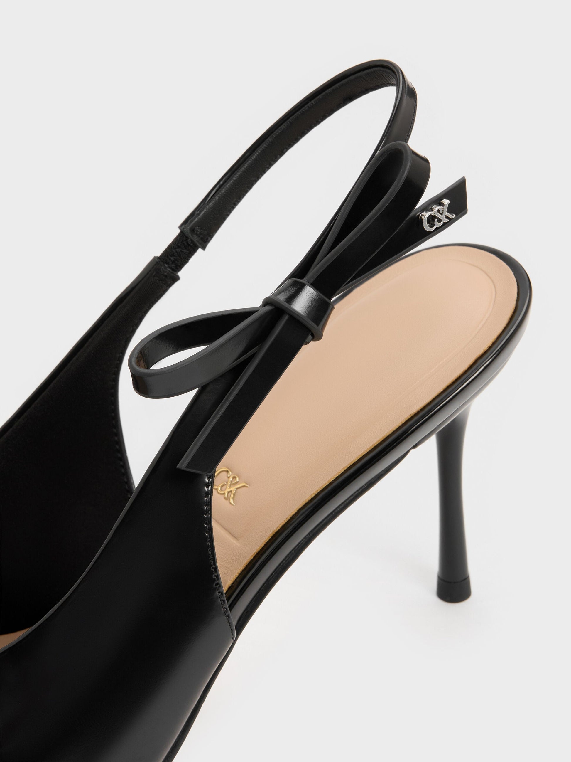 Anastasia Leather Slingback Pumps - Black Box | CHARLES & KEITH