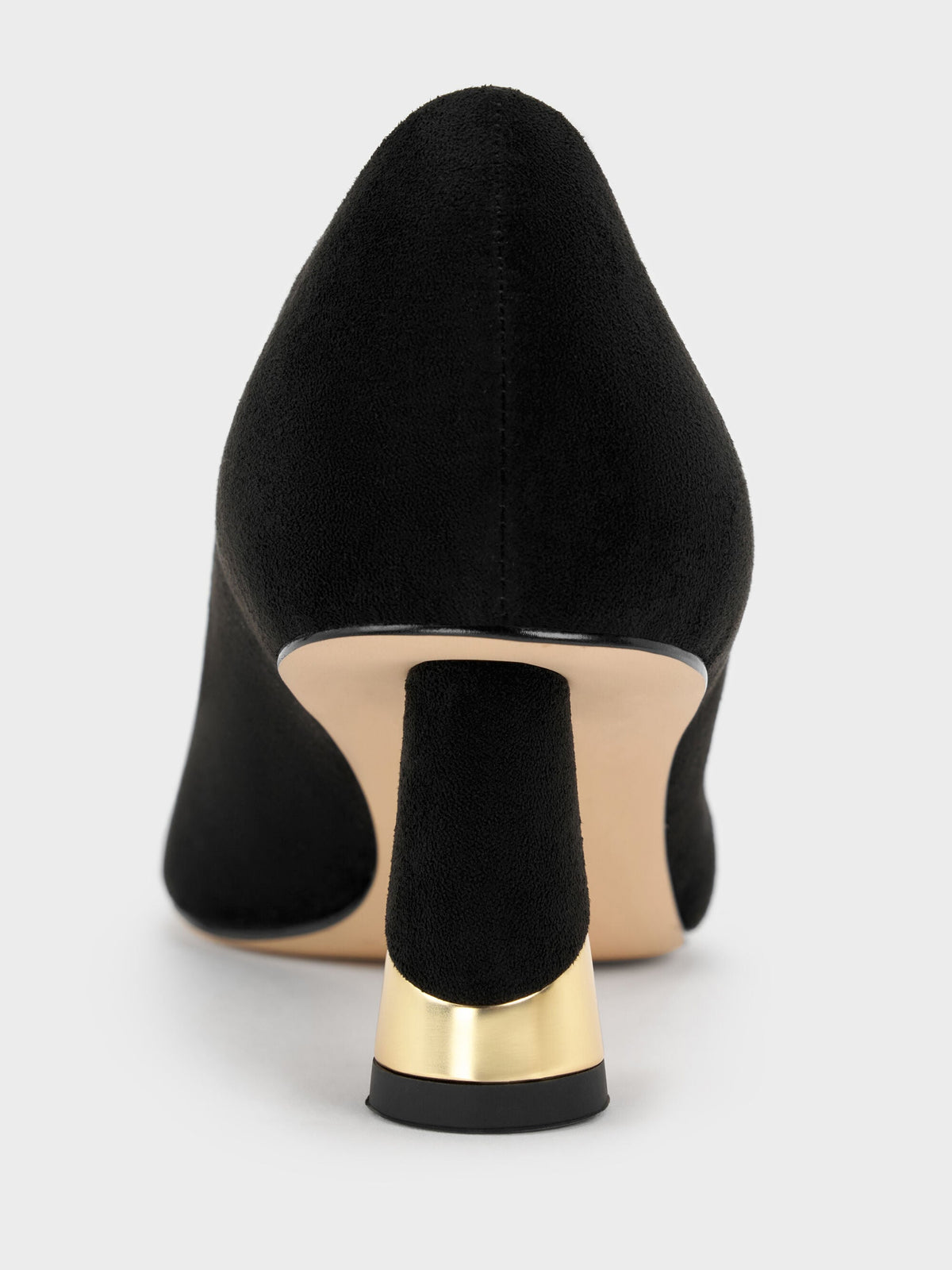 Cammie Faux Suede Metallic-Heel Pumps - Black Textured | CHARLES & KEITH
