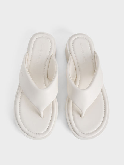 V-Strap Flatform Thong Sandals - White | CHARLES & KEITH