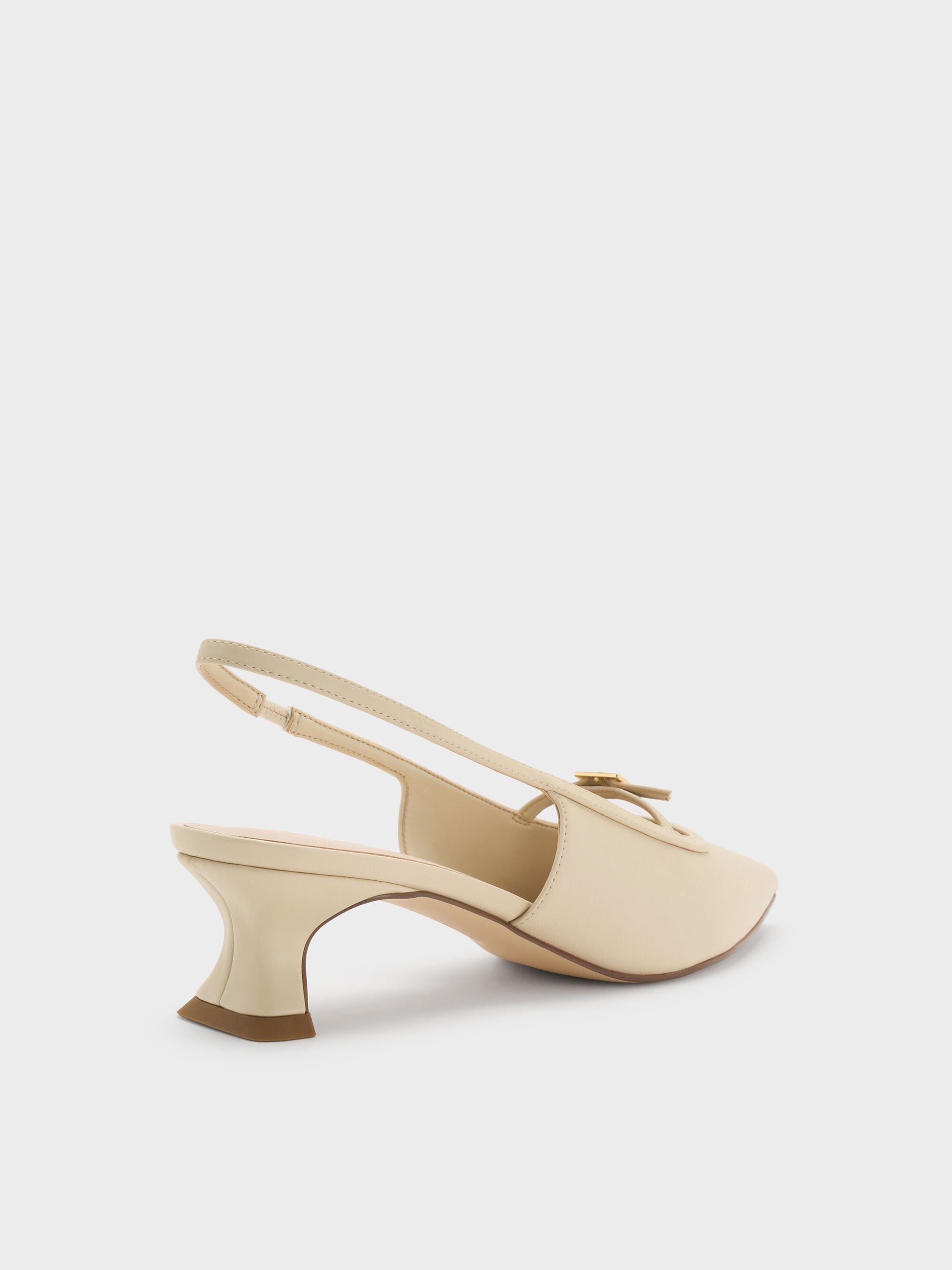 Buckle-Strap Slingback Pumps - Beige | CHARLES & KEITH