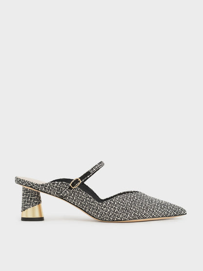 Cammie Tweed Metallic-Heel Mules - Multi | CHARLES & KEITH