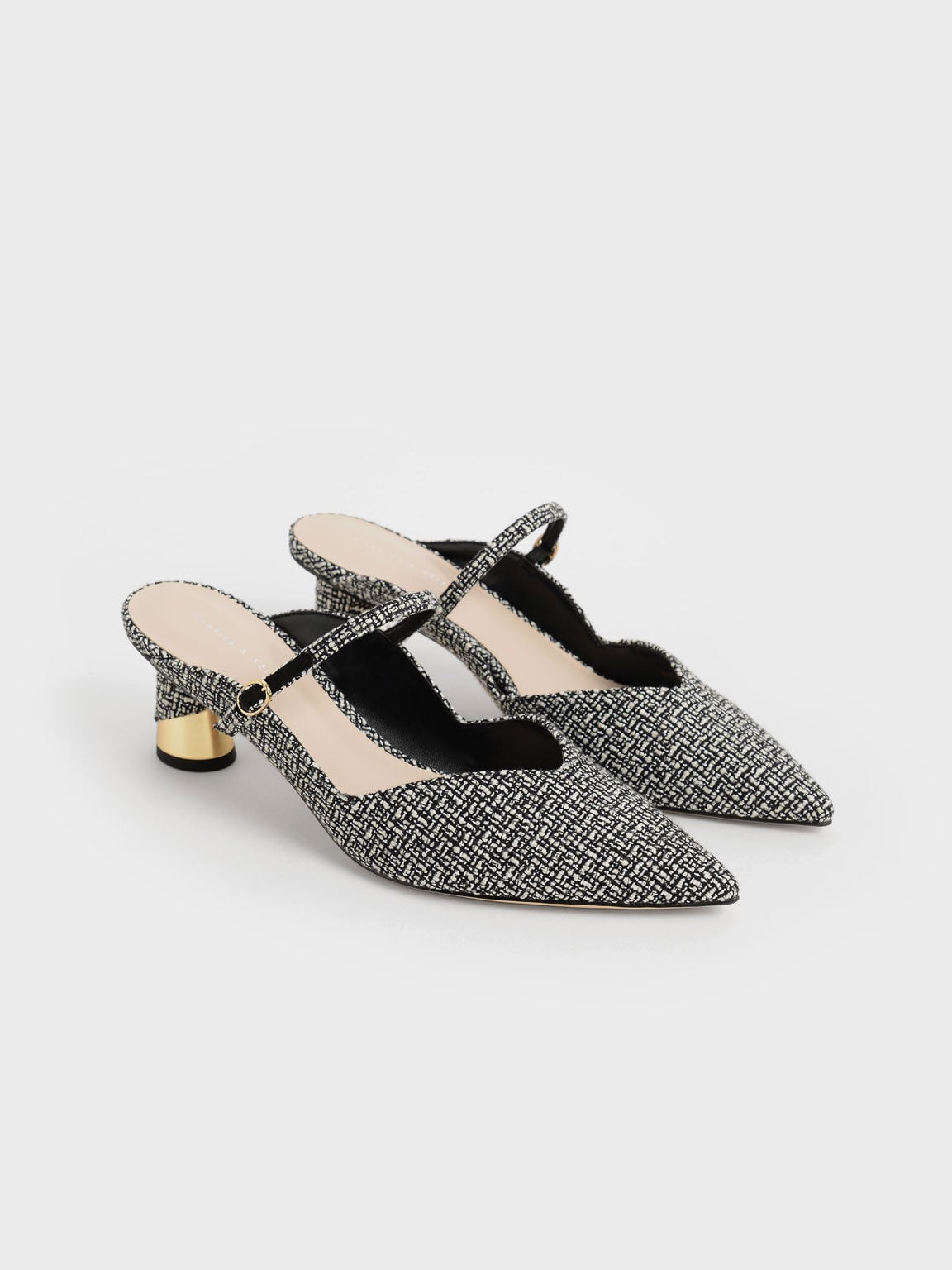 Cammie Tweed Metallic-Heel Mules - Multi | CHARLES & KEITH