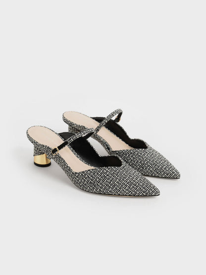 Cammie Tweed Metallic-Heel Mules - Multi | CHARLES & KEITH