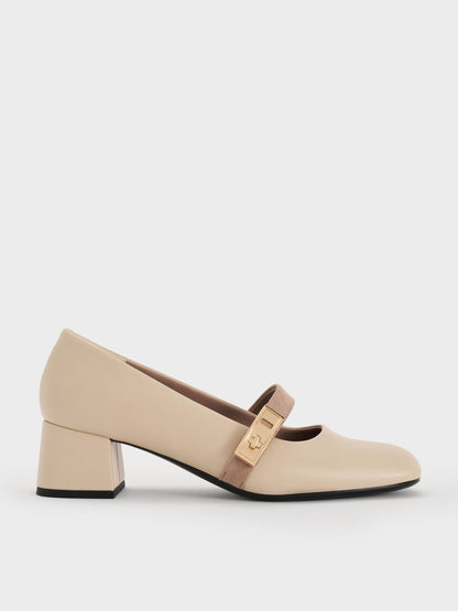 Lando Two-Tone Mary Jane Pumps - Chalk | CHARLES & KEITH