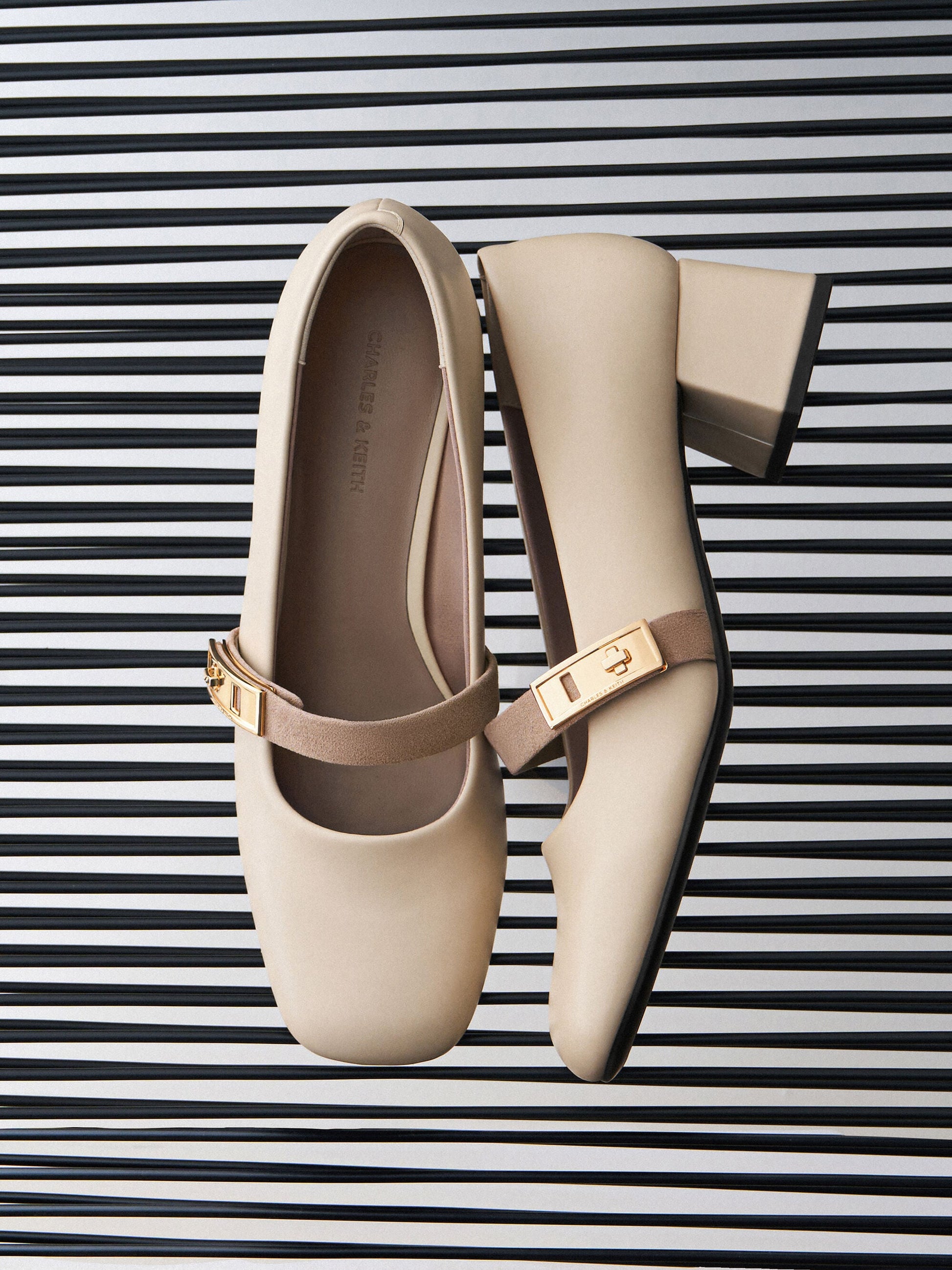 Lando Two-Tone Mary Jane Pumps - Chalk | CHARLES & KEITH