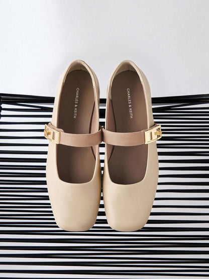 Lando Two-Tone Mary Jane Pumps - Chalk | CHARLES & KEITH