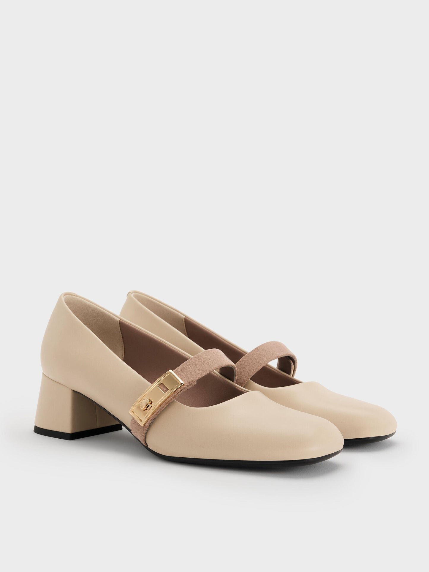 Lando Two-Tone Mary Jane Pumps - Chalk | CHARLES & KEITH