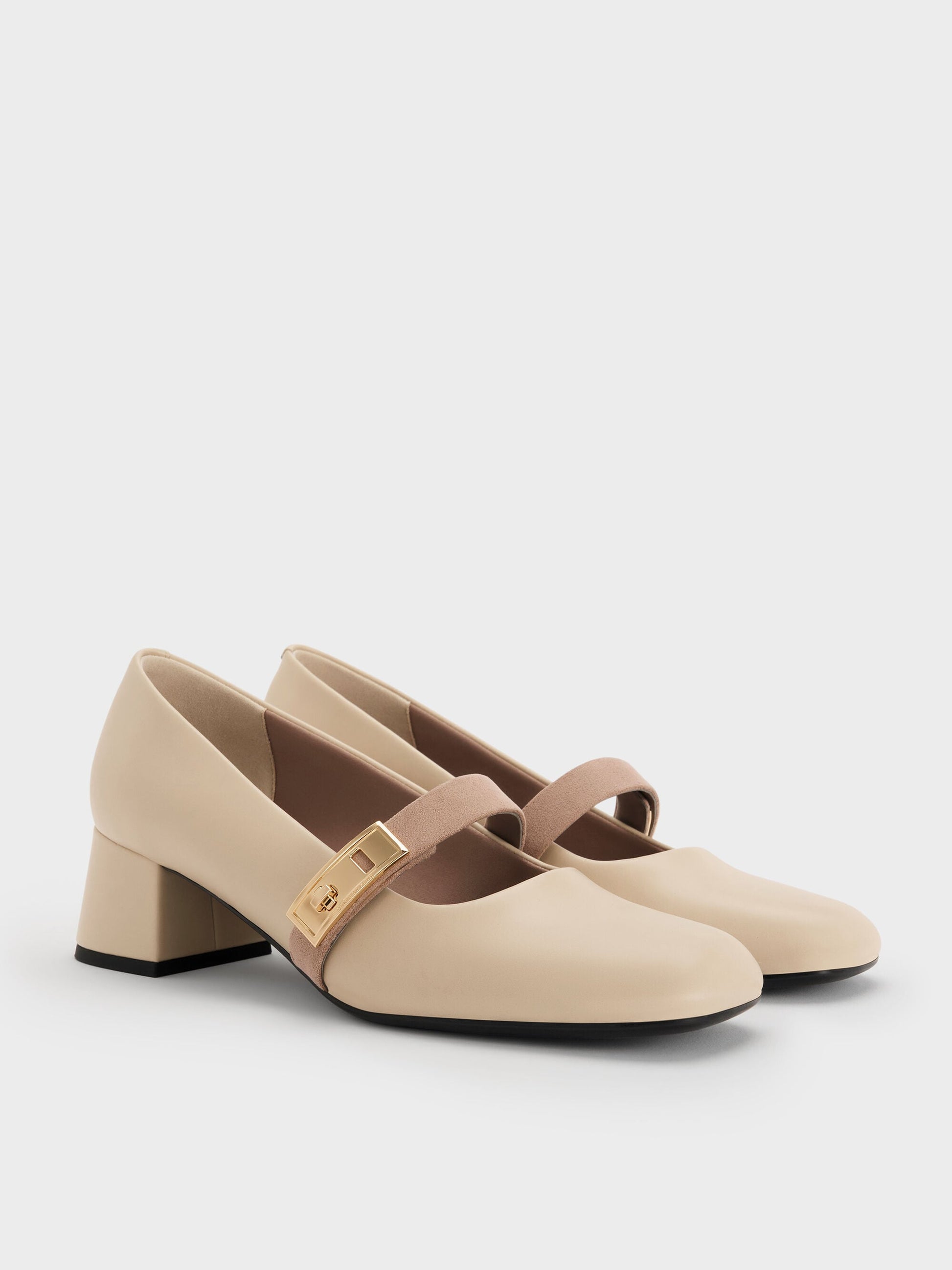 Lando Two-Tone Mary Jane Pumps - Chalk | CHARLES & KEITH