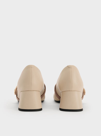 Lando Two-Tone Mary Jane Pumps - Chalk | CHARLES & KEITH