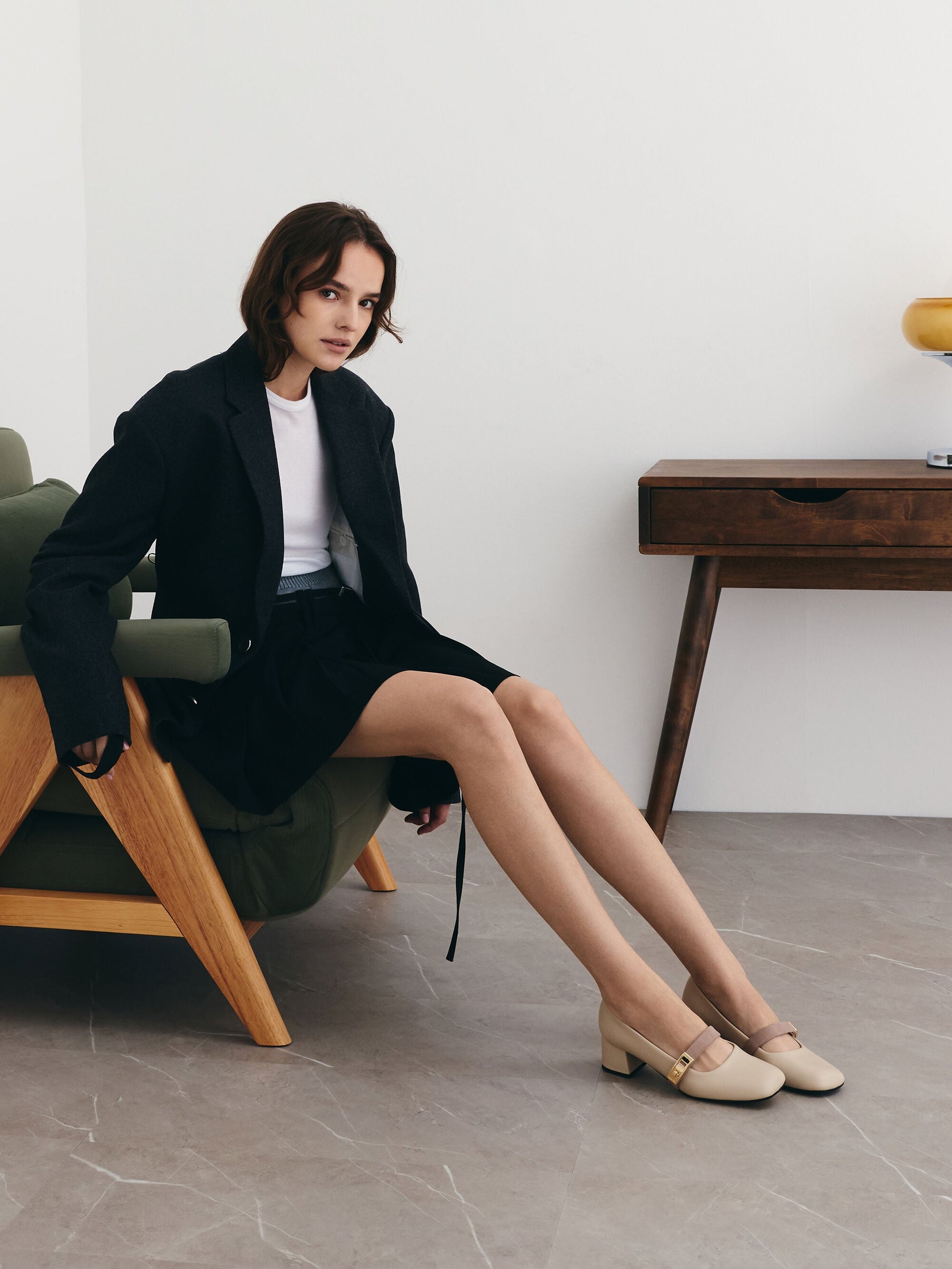 Lando Two-Tone Mary Jane Pumps - Chalk | CHARLES & KEITH