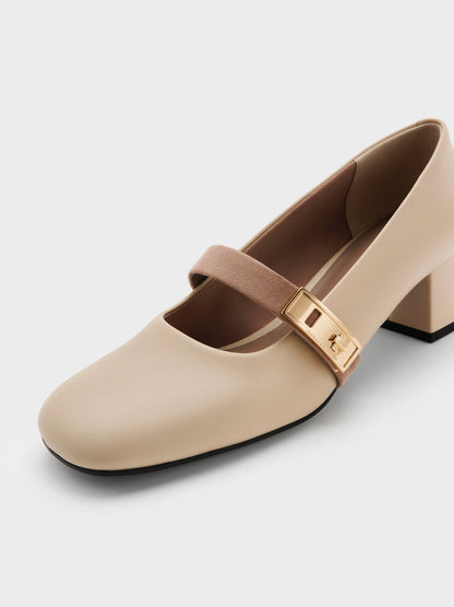 Lando Two-Tone Mary Jane Pumps - Chalk | CHARLES & KEITH
