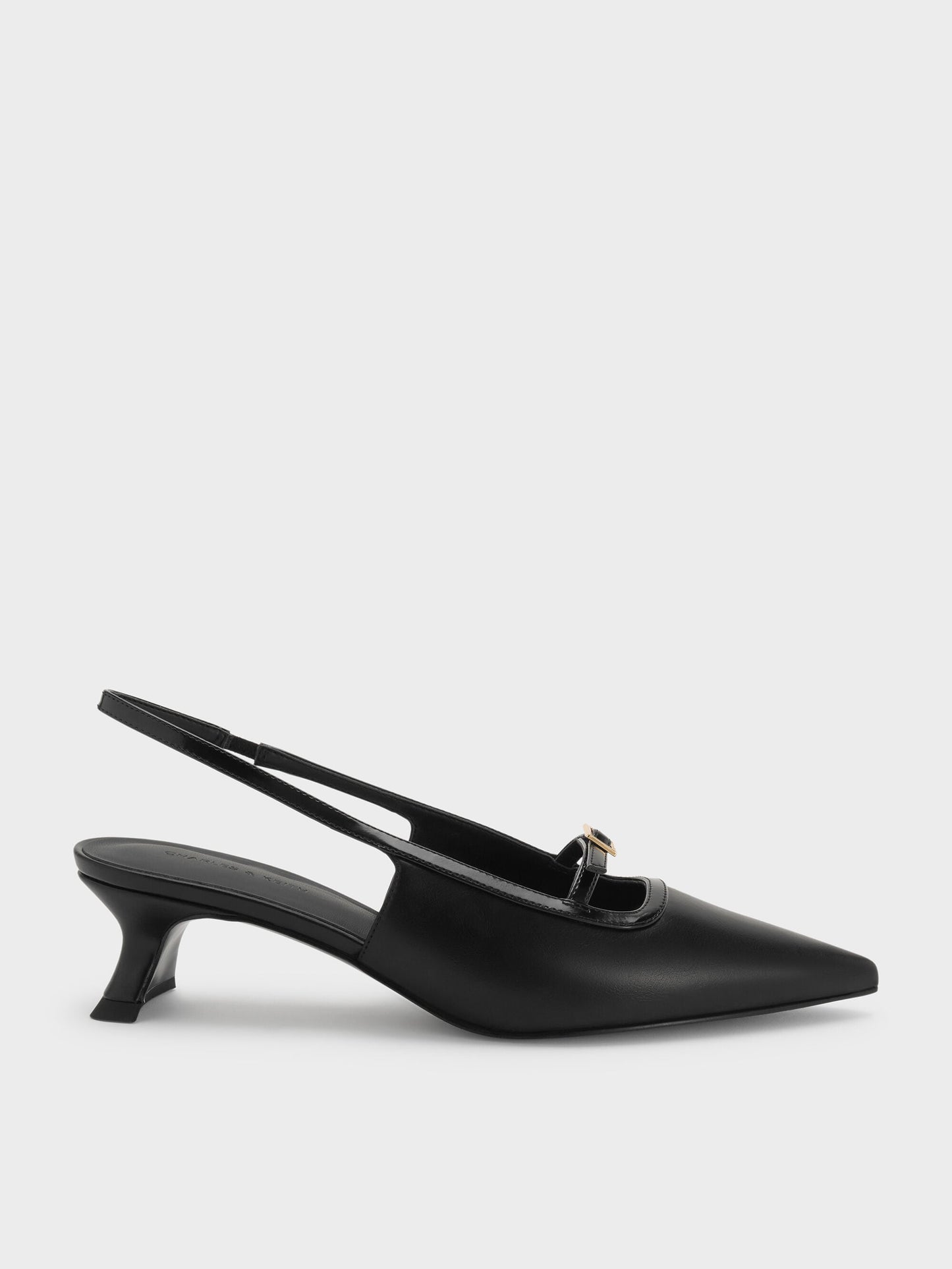 Buckle-Strap Slingback Pumps - Black | CHARLES & KEITH
