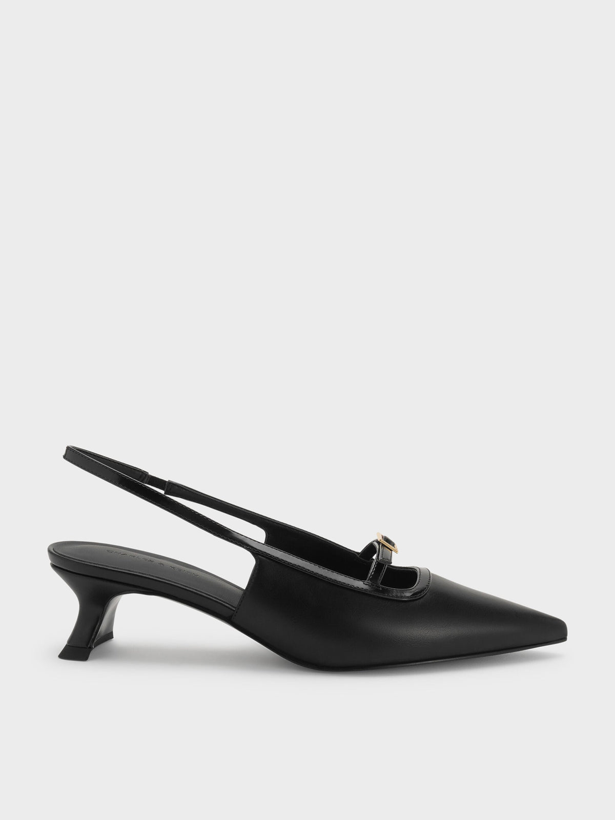 Buckle-Strap Slingback Pumps - Black | CHARLES & KEITH