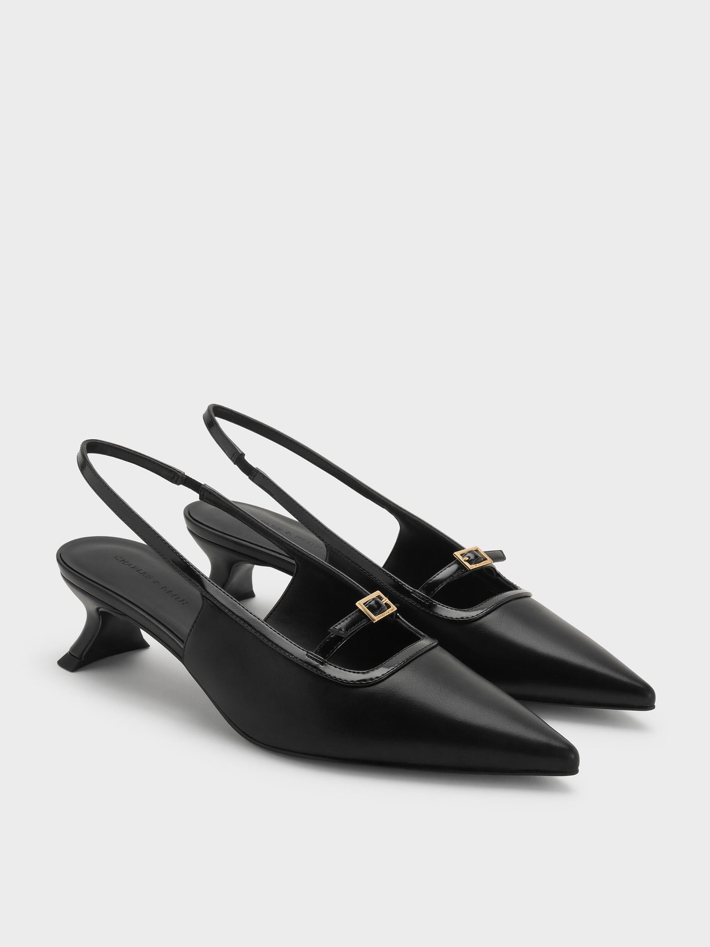 Buckle-Strap Slingback Pumps - Black | CHARLES & KEITH