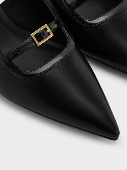 Buckle-Strap Slingback Pumps - Black | CHARLES & KEITH