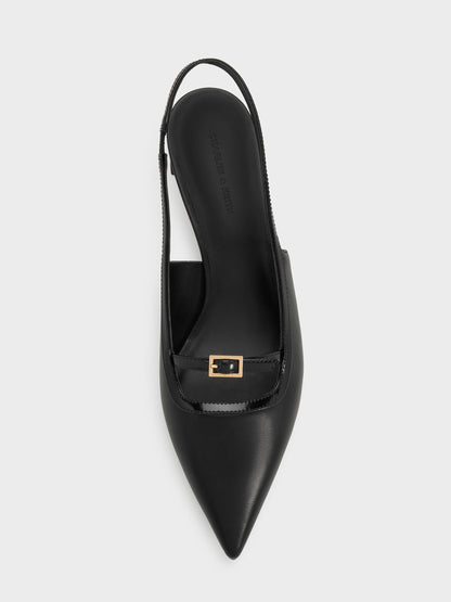 Buckle-Strap Slingback Pumps - Black | CHARLES & KEITH