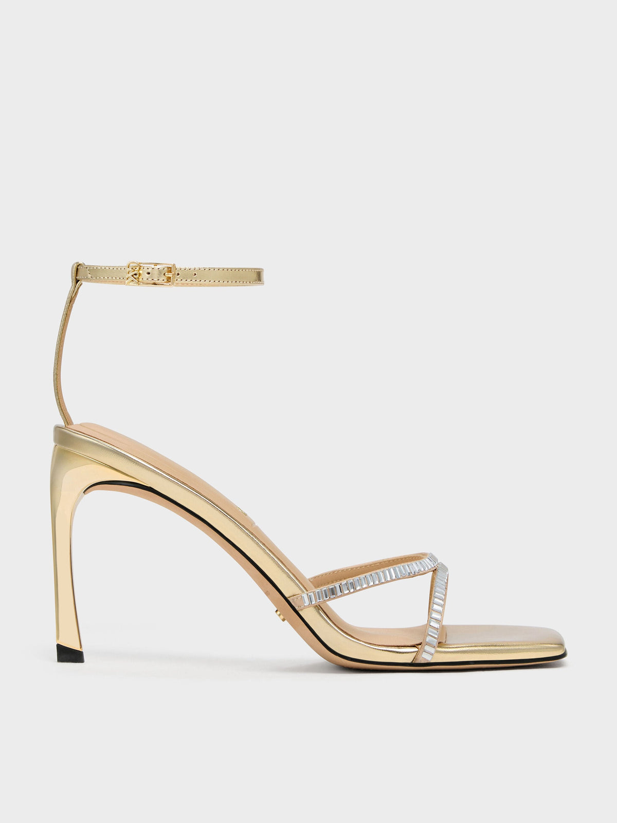 Jaylene Gem Stiletto Sandals - Gold | CHARLES & KEITH