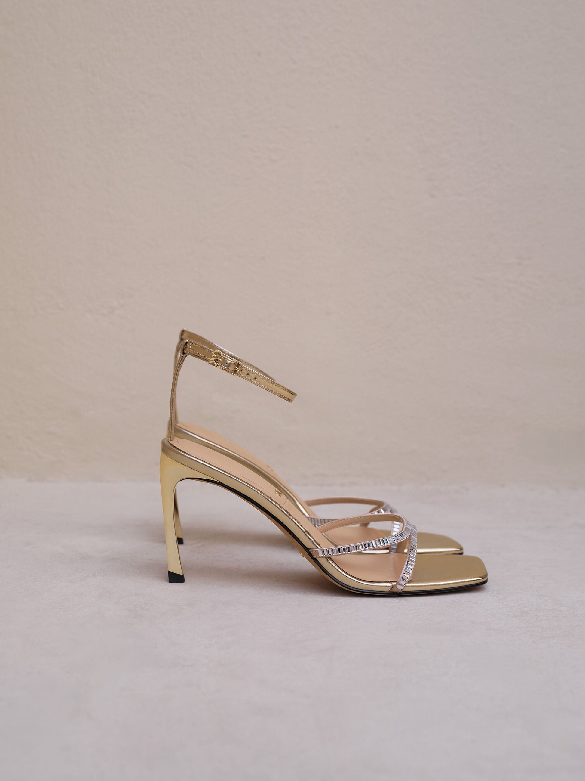 Jaylene Gem Stiletto Sandals - Gold | CHARLES & KEITH