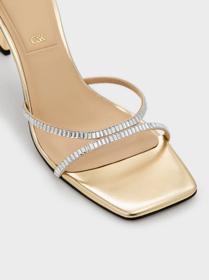 Jaylene Gem Stiletto Sandals - Gold | CHARLES & KEITH