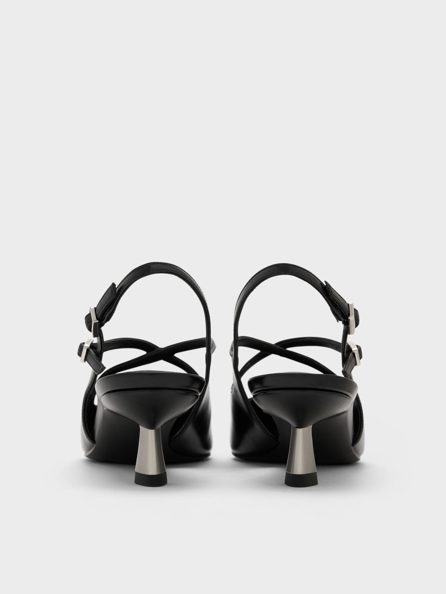 Pauline Patent Crossover Kitten Heels - Black | CHARLES & KEITH