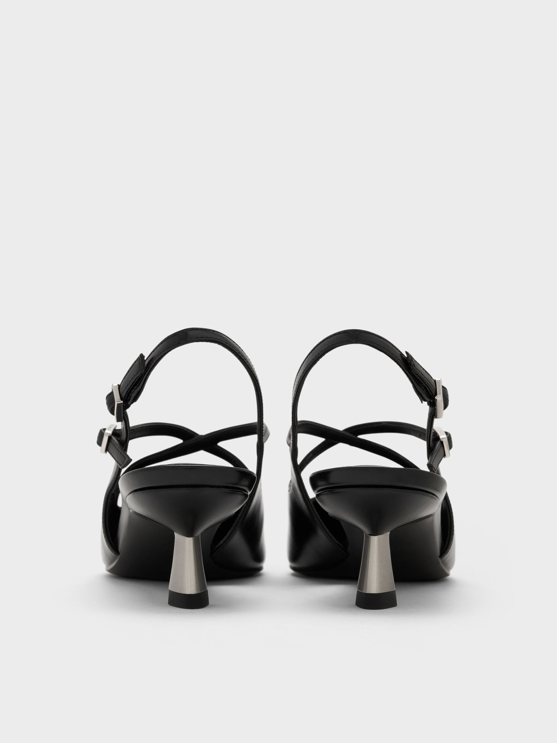 Pauline Patent Crossover Kitten Heels - Black | CHARLES & KEITH