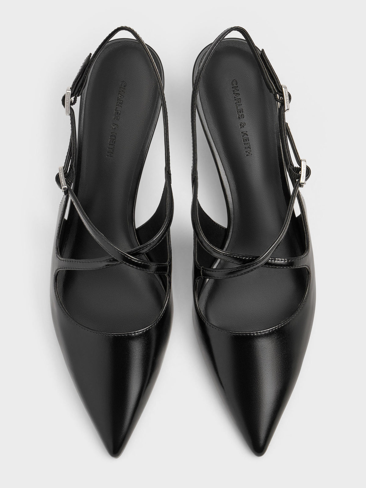 Pauline Patent Crossover Kitten Heels - Black | CHARLES & KEITH