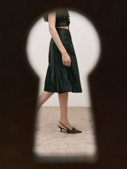 Griselda Faux Suede Slingback Pumps - Dark Brown Textured | CHARLES & KEITH