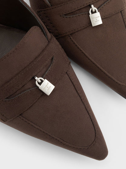 Griselda Faux Suede Slingback Pumps - Dark Brown Textured | CHARLES & KEITH