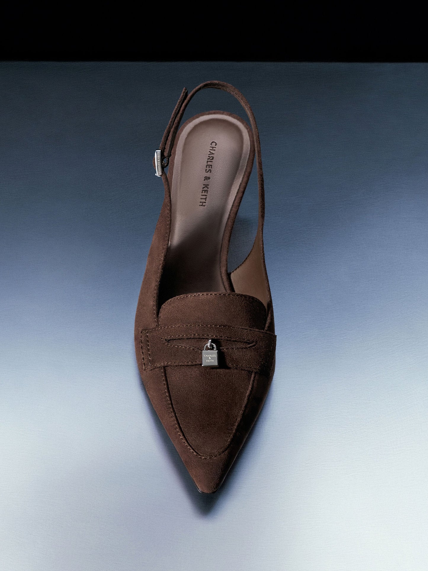 Griselda Faux Suede Slingback Pumps - Dark Brown Textured | CHARLES & KEITH