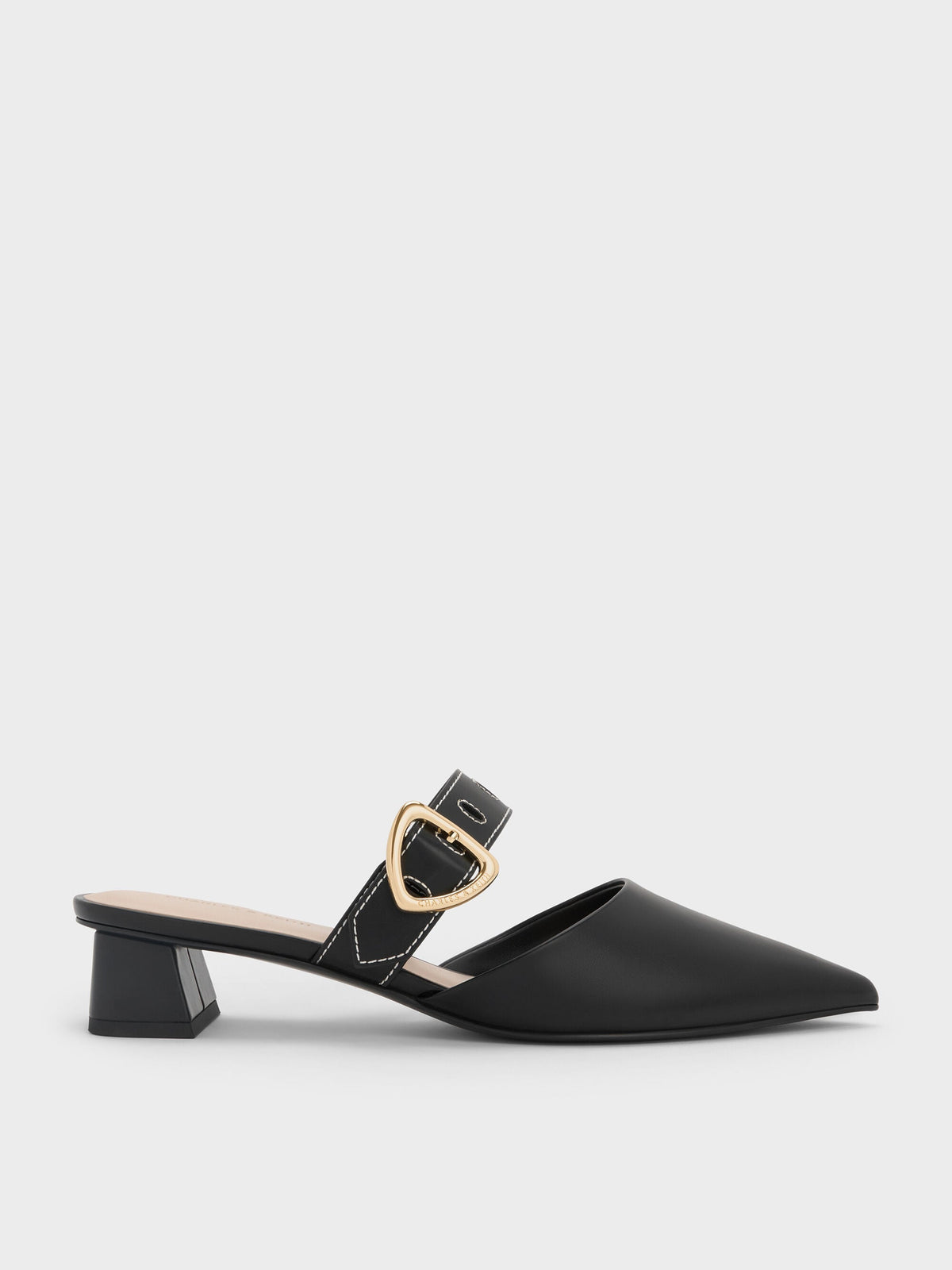 Sepphe Buckle-Strap Heeled Mules - Black | CHARLES & KEITH