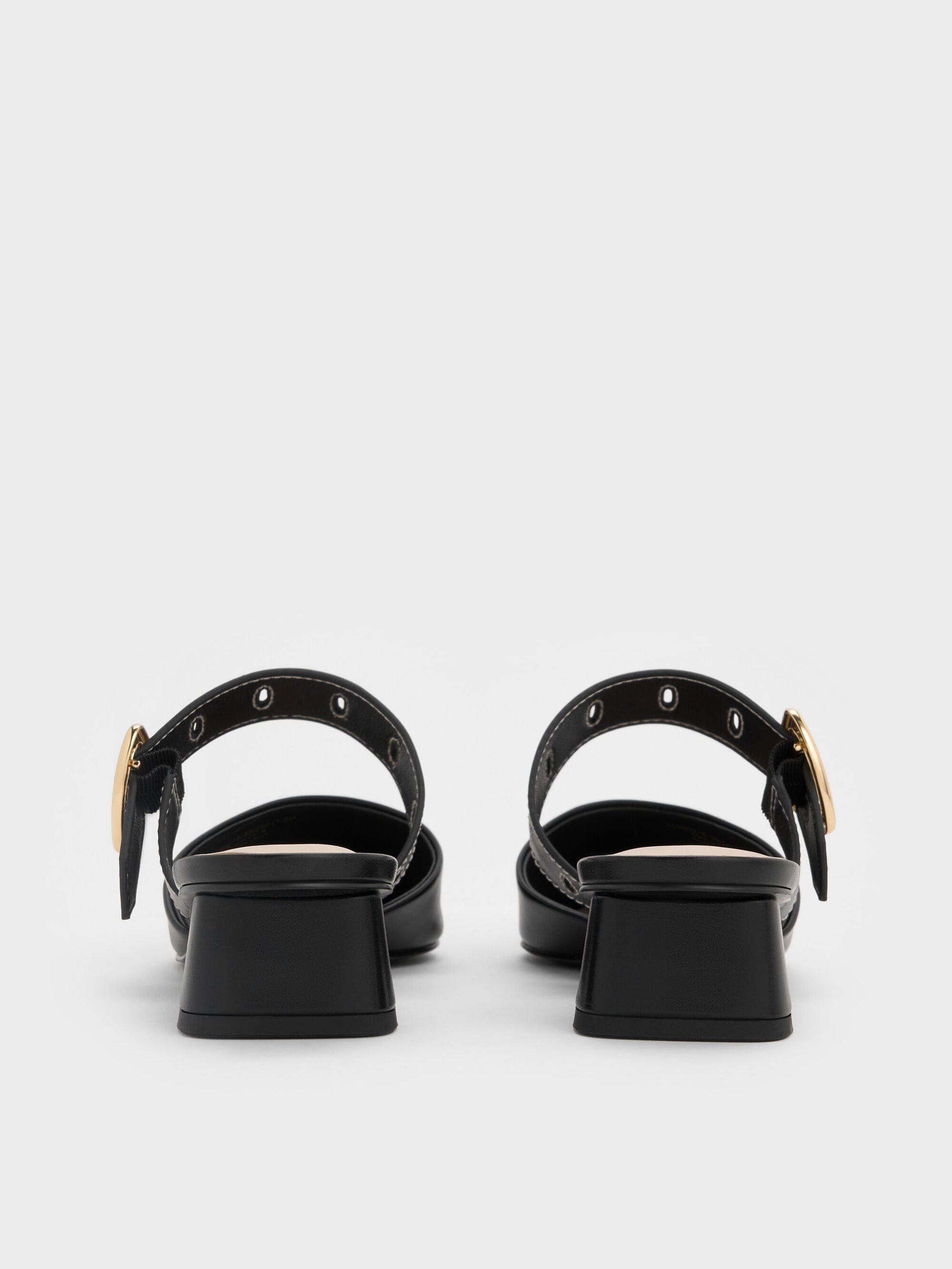 Sepphe Buckle-Strap Heeled Mules - Black | CHARLES & KEITH